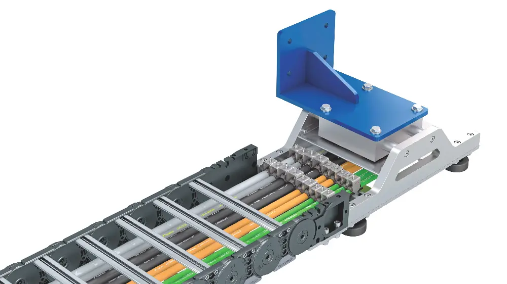 Chaîne porte-câbles avec branchement flexible