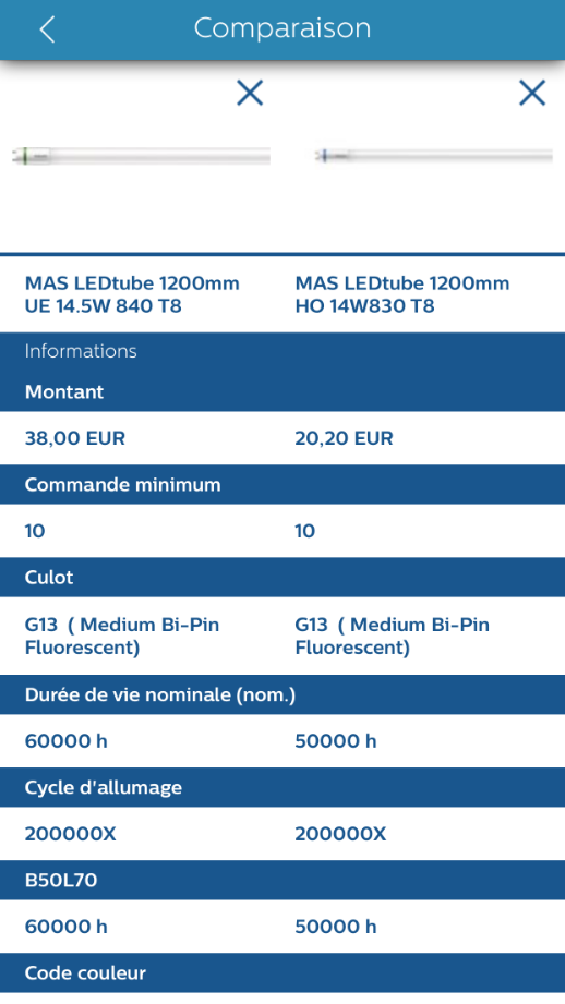 Philips Lighting Catalogue Application Comparaison