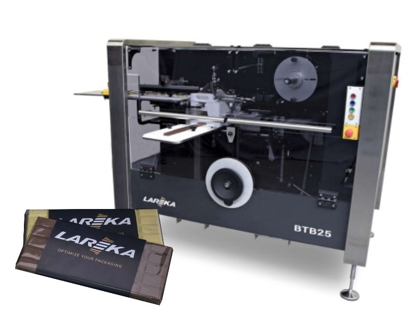 La machine d'emballage Lareka fabrique des matériaux d'emballage organiques pour les tablettes artisanales tel que le cellophane biodégradable.