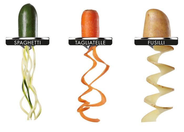 Magimix et son Spiral Expert pour réaliser des spaghetti, des tagliatelle et des fusilli de légumes, la solution idéale pour les amateurs de salades