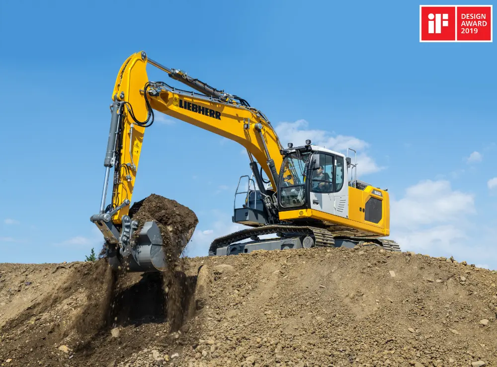 La pelle sur chenilles Liebherr R 922 a &eacute;t&eacute; prim&eacute;e dans le cat&eacute;gorie &laquo;&nbsp;design produit&nbsp;&raquo; du IF Design Award 2019.