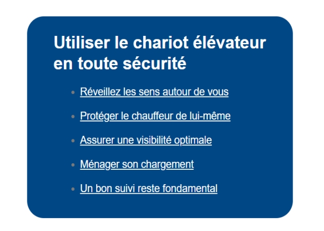 &nbsp;Utiliser le chariot &eacute;l&eacute;vateur en toute s&eacute;curit&eacute;
