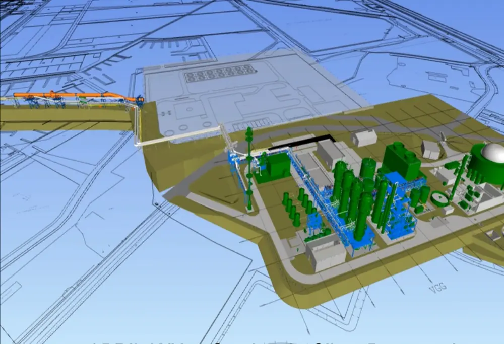Overzicht van de nieuw te bouwen Steelanol-demonstratieplant te Gent waar ArcelorMittal 10% van het gas uit haar hoogovens wil omzetten in bio-ethanol, bestemd voor de automobielindustrie