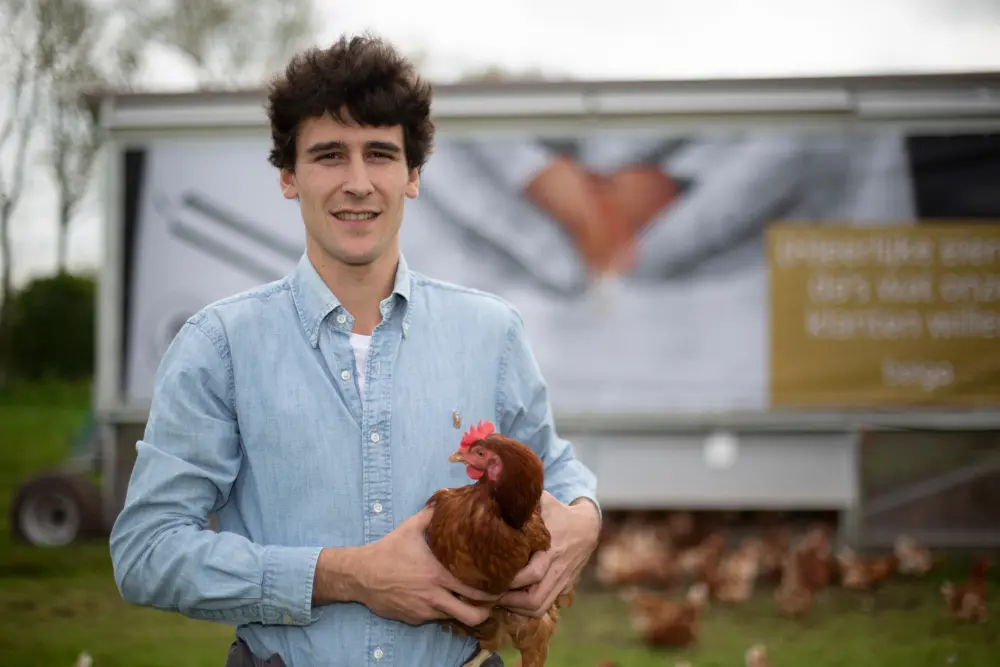 mobiele kippenren boer Olivier Belgocatering