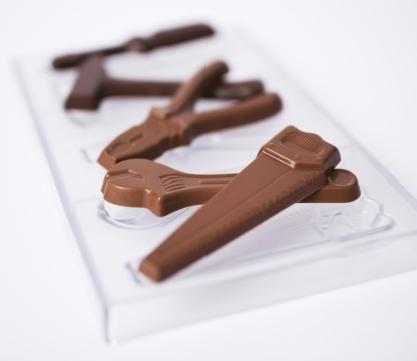 Na gebruik blijft een dun laagje cacaoboter achter  in de vorm, wat een mooie glans garandeert (Henk Koenen)