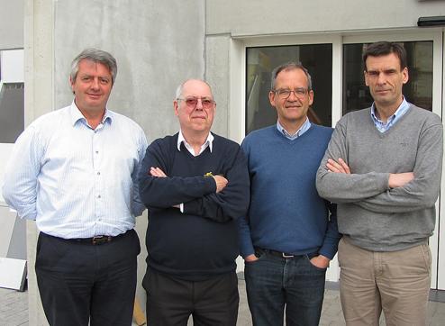 De gauche à droite: Peter Geirnaert (Province Flandre Orientale), Roland Brossé ('t Houtboerke), André et Piet De Groote (Gedimat De Groote)