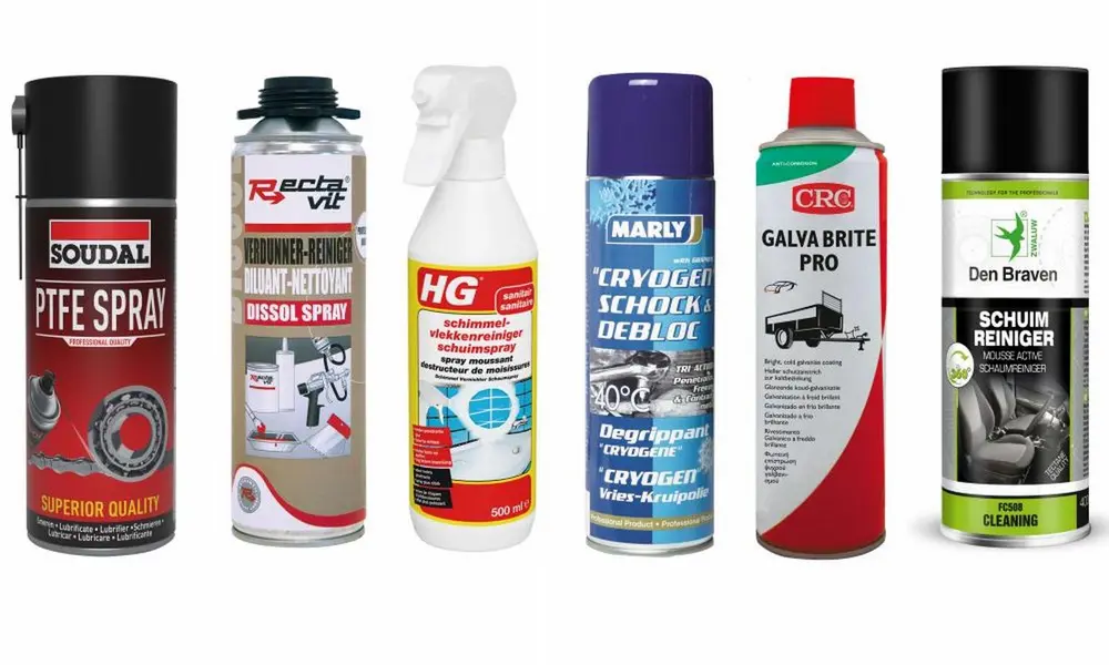 Dans le magasin, les sprays sont toujours groupés par application