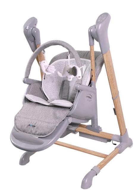 De B-Swinging High Chair Wood van Bo Jungle  valt uitgebreid met de smartphone aan te sturen