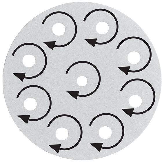 Voorbeeld van de excentrische schuurbeweging: hoe kleiner de schuurdiameter, hoe fijner het schuurresultaat