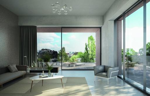 Het ultramodern design van het schuifsysteem Sch&uuml;co ASE 80 LC is ontworpen om zoveel mogelijk licht binnen te laten zonder de energieprestatie en het comfort van geautomatiseerde varianten te verminderen