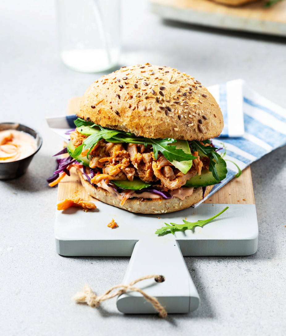 burger met pulled chicken