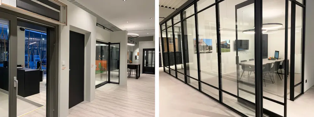 De Timmerman Space (Special PVC & Alu Customer Experience) is een echte belevingsruimte geworden. De getoonde producten zijn allemaal realistisch ingebouwd en de beleving staat centraal
