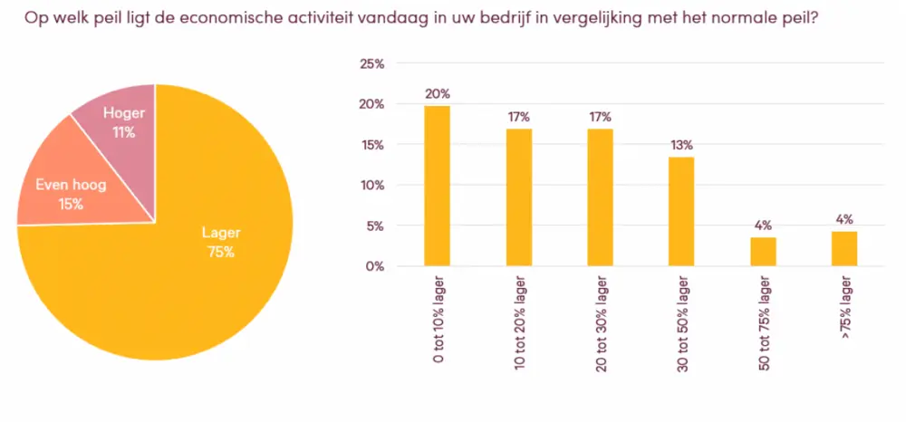 Uit de enquête die Fevia bij haar leden uitvoerde, blijkt dat Belgische voedingsbedrijven hun economische activiteit tijdens de tweede golf met gemiddeld 9% zien dalen
