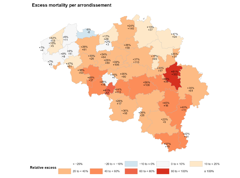 Oversterfte per arrondissement