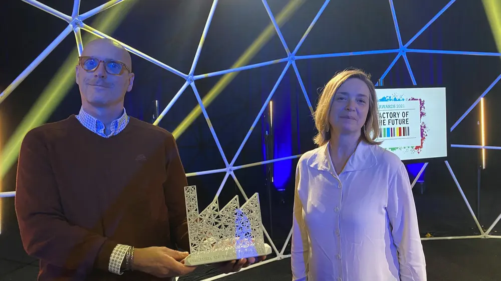 Marco Moes van Cargill Izegem met Nadia Lapage van Fevia Vlaanderen
