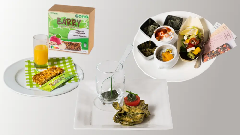 Een ontbijtreep met kikkererwten, een pesto-saus op basis van chlorella en een deegproduct gebaseerd op plantaardige eiwitten vormden dit jaar het podium