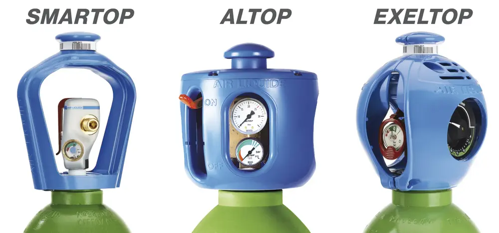 De verschillende cilinderkoppen van Air Liquide zijn ontworpen met veiligheid en gebruiksvriendelijkheid in het achterhoofd