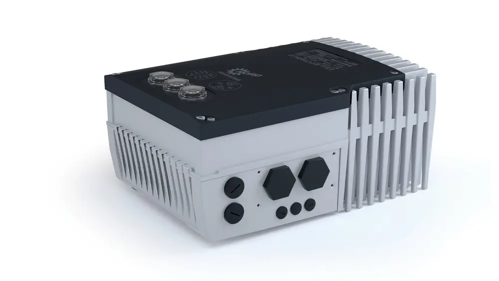 De NORDAC FLEX SKE200 frequentieomvormer is zonder schakelkast rechtstreeks op de motor te monteren