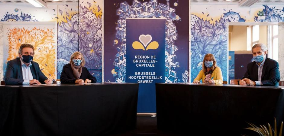 Rudi Vervoort  Caroline Pauwels en Annemie Schaus