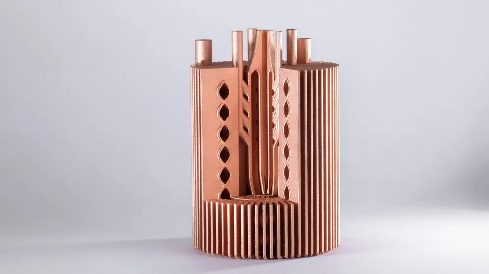 Veel interesse bestaat er voor het 3D printen met puur koper. Op de foto een voorbeeld gemaakt op een van de machines van EOS.