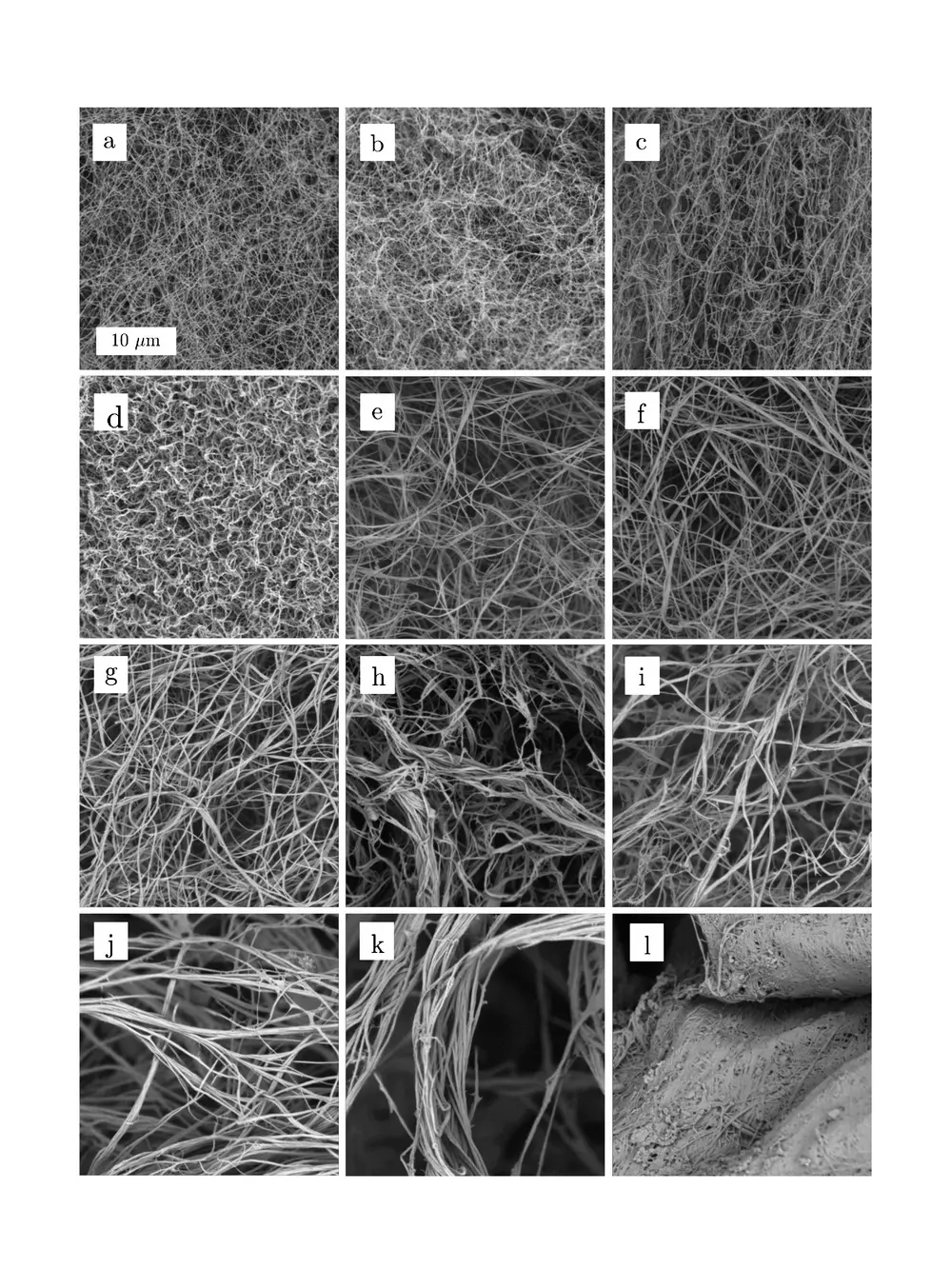 During the factorial experiments, fibre networks with a wide range of fibril diameter and pore size were generated