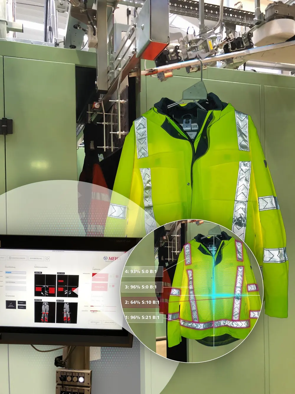 L’installation automatique pour vêtements haute visibilité conçue par MEWA et Fraunhofer garantit avec un degré accru de qualité et de précision que les vêtements haute visibilité répondent à des exigences de sécurité élevées, même après le lavage