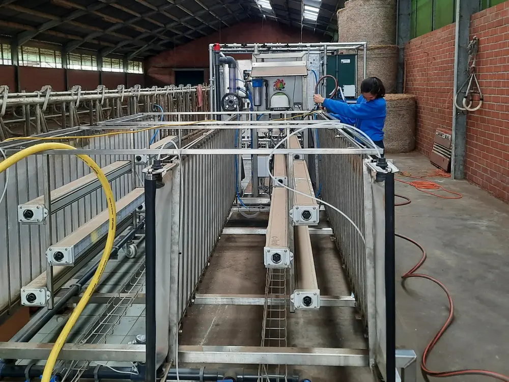 Landbouwer Ben Van Looveren verwelkomt als eerste boerderij de mobiele kweekinstallatie in Geel