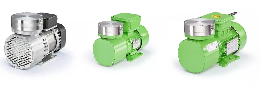 De serie N 922 membraan gaspompen bestaat in verschillende uitvoeringen: beschermingsgraad IP20, IP54 en IP54/ATEX