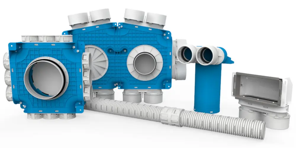 Het flexibele luchtverdeelsysteem Uniflexplus+ 69 mm