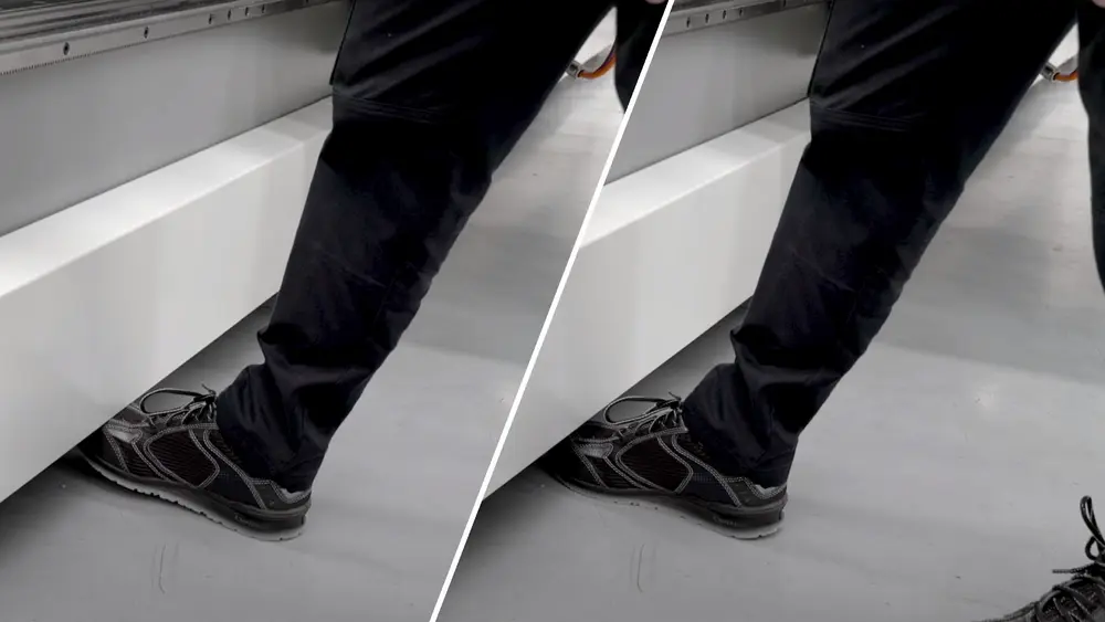 De operator kan het klemsysteem via een sensorsysteem activeren over de hele machinebreedte 