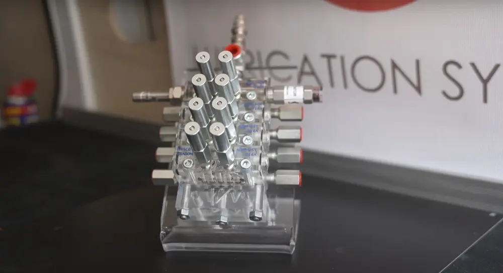 Bij progressieve verdeelblokken worden smeerpunten elk op hun beurt verbonden met de pompuitgang en krijgen ze hun benodigde smering – alle smeerpunten komen daarbij aan de beurt, en geen enkele krijgt een dubbele hoeveelheid