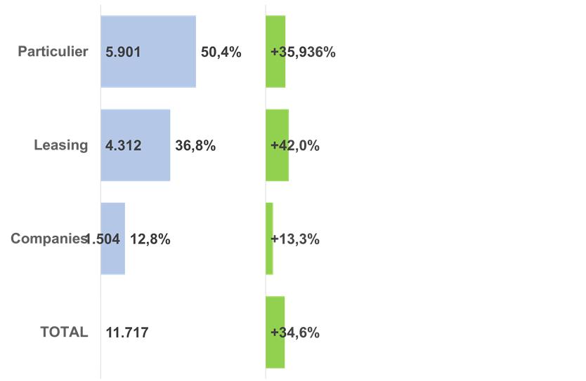 Vergelijkingsgrafiek particulier/bedrijven 