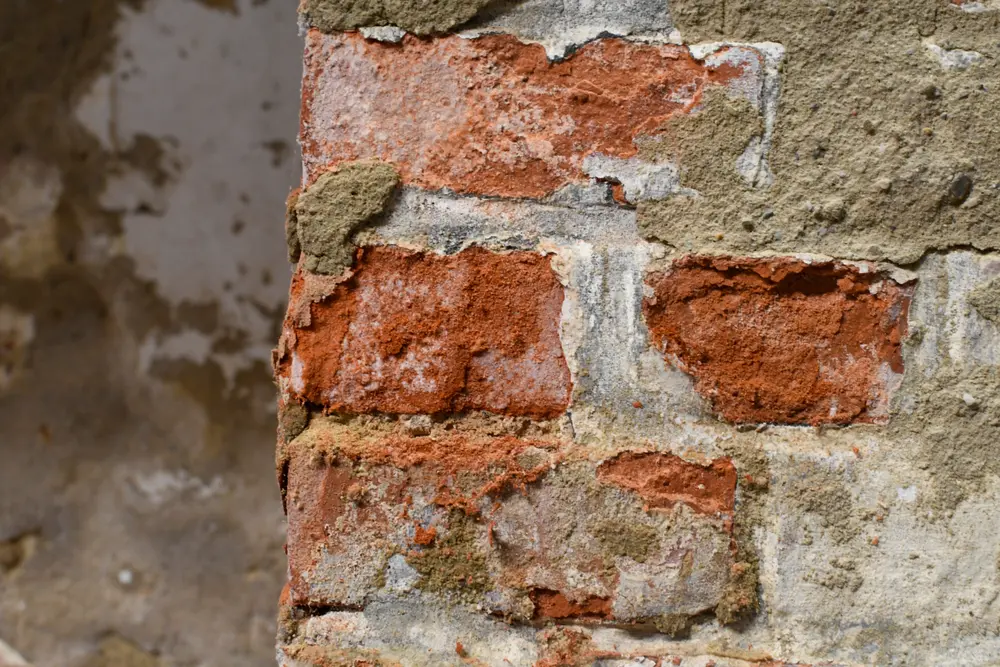 verkruimelen bakstenen muur