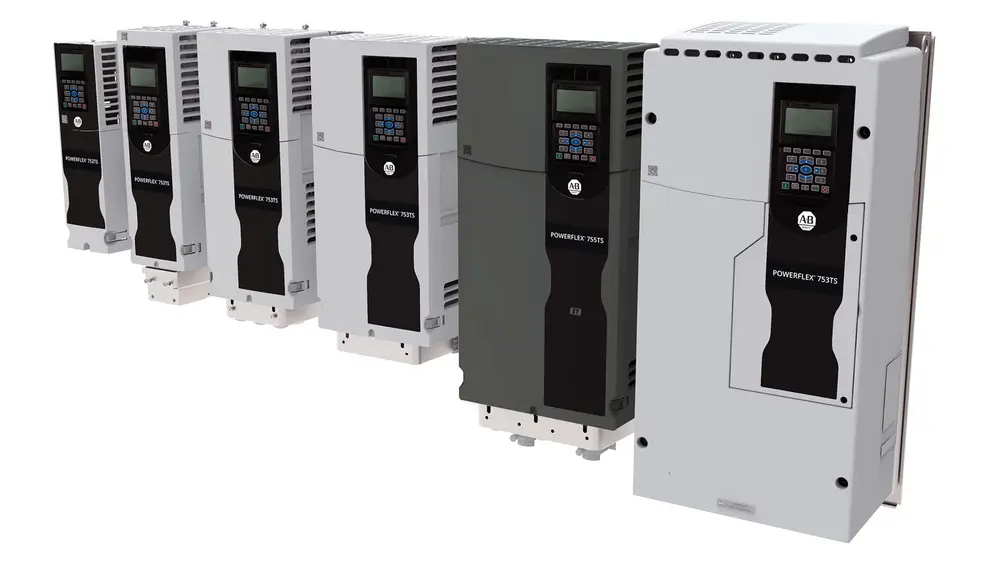 PowerFlex 755TS frequentieregelaars staan voor productiviteit en energiebesparing – de XT-uitvoering (zwart) is bestand tegen corrosieve gassen