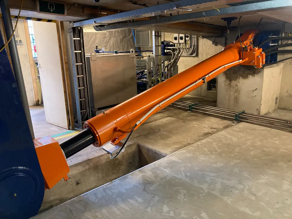 Een van de cilinders is voorzien van een trekdraadencoder