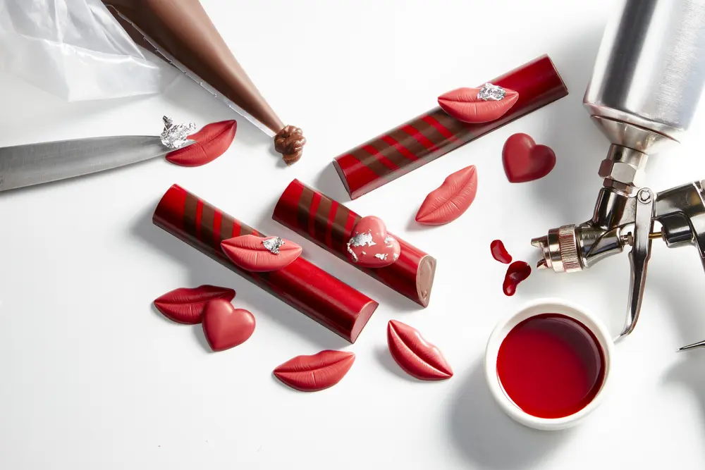 valentijn chocolade harten lippen
