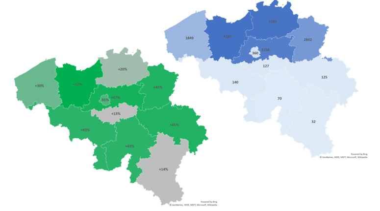 Inschrijvingen per provincie