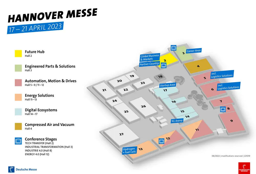 Het voorlopige hallenplan, onder voorbehoud van wjizigingen