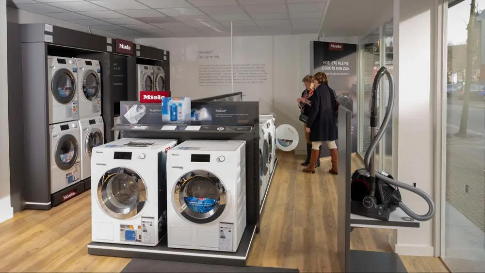 Afdeling wassen en drogen showroom Bigné