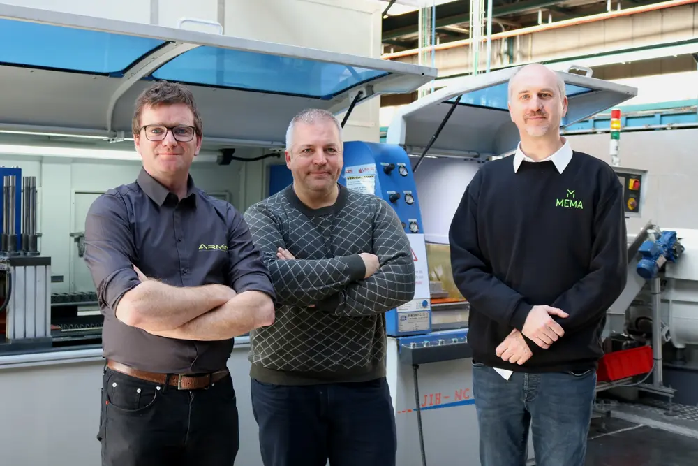 Thomas Janquart (Armin), Fabrice Delhauwe (Van Beveren Aluminium) en Willem Meert (Mema Machinery & Tools)