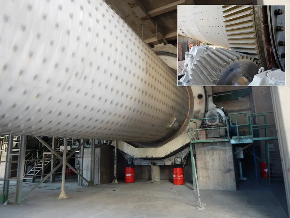 Open tandwielaandrijving bij kogelmolen in cementindustrie 