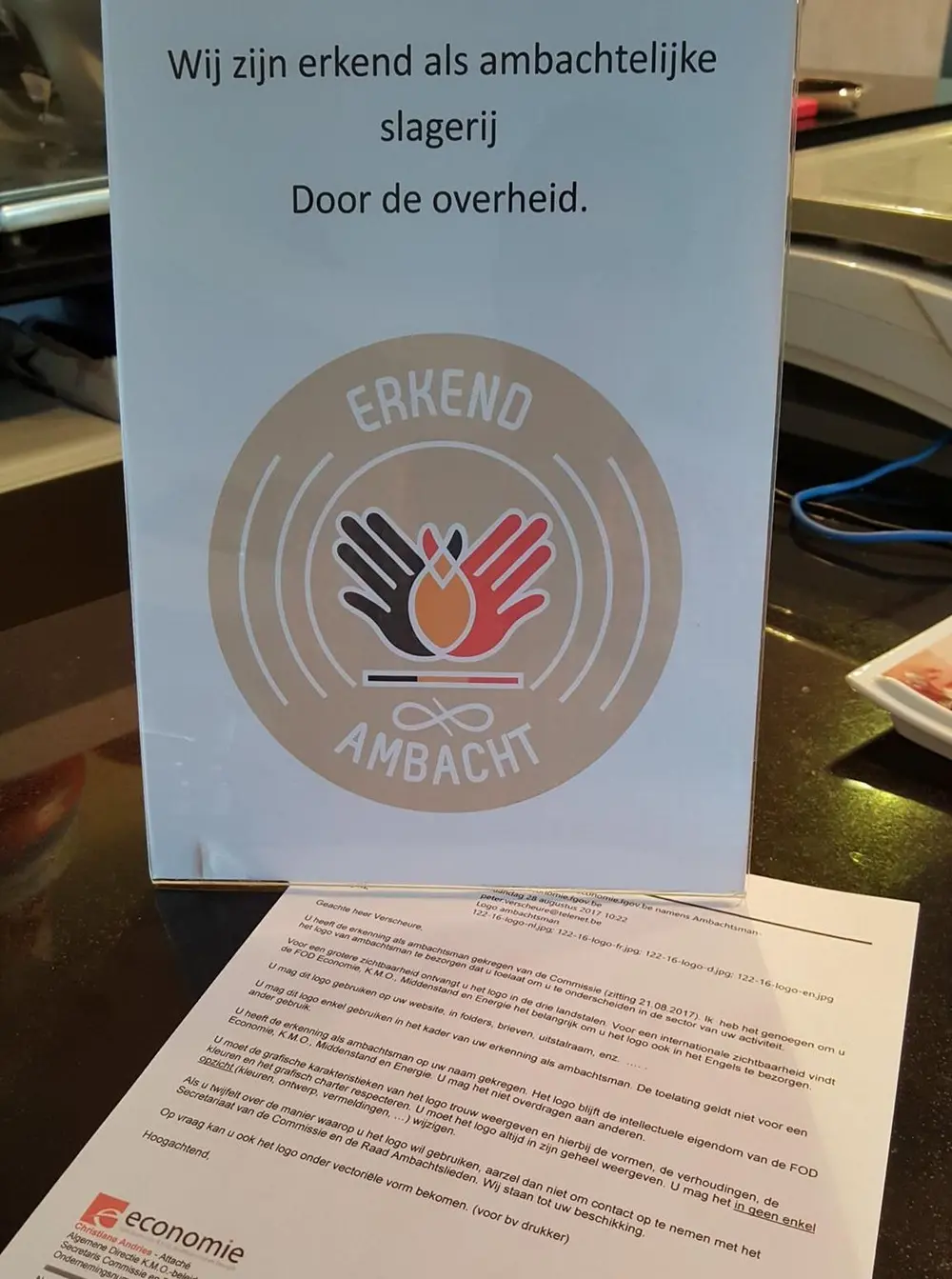 Peter is heel trots op zijn erkenning als ambachtelijke slager