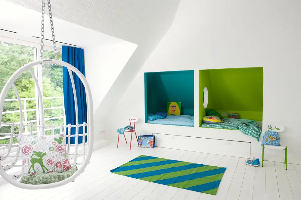 Colour blocking in een slaapkamer