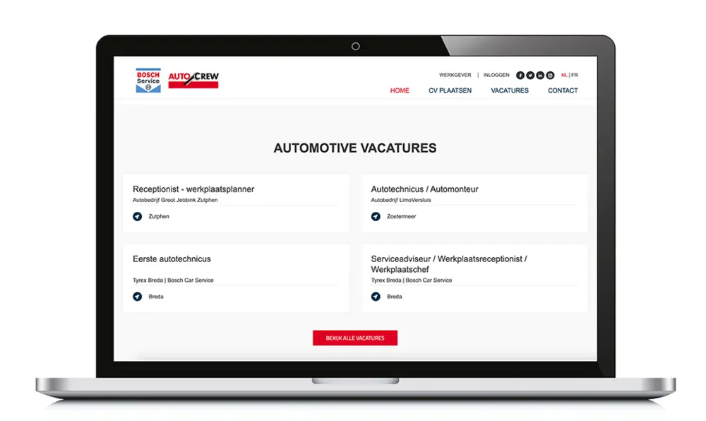Bosch lanceert vacatureplatform garagejobs.be 2