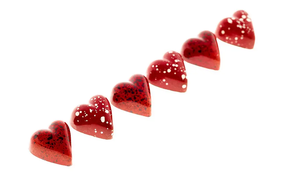 Hartjes met ganache van verse frambozen