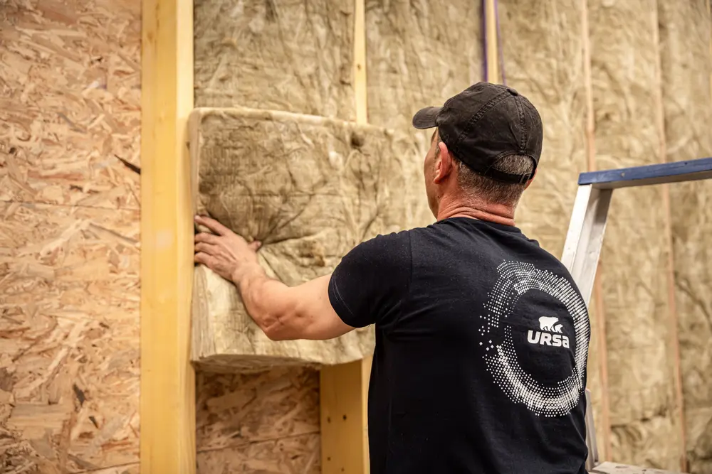 Glaswol in houten skeletconstructie