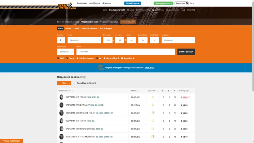 Tyres in stock specialist in banden