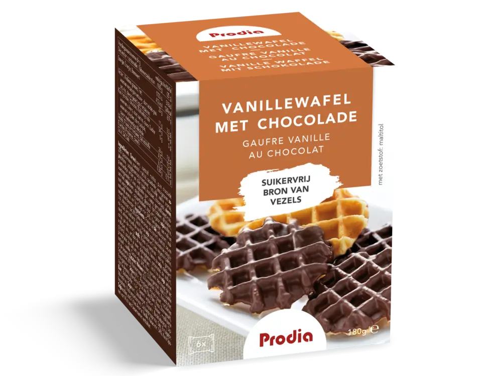 Prodia Vanillewafel met chocolade suikervrij