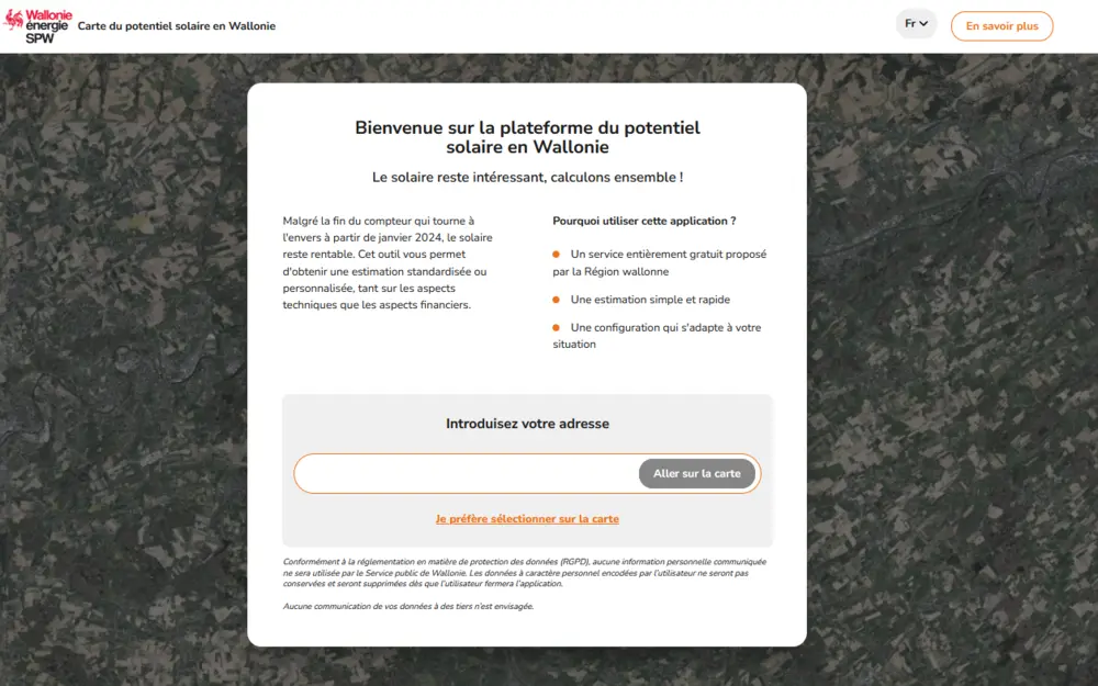 Page d'accueil application