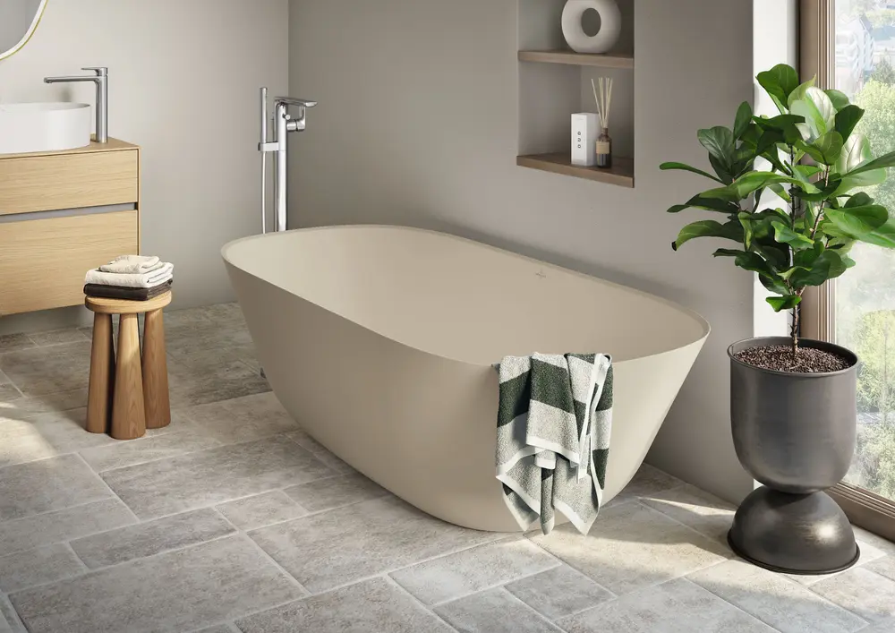 Vrijstaand bad in beige Almond